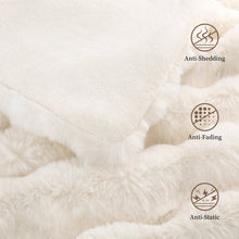 Load image into Gallery viewer, Faux Rabbit Fur Throw Blanket for Couch, Fluffy Warm Plush Thick Bubble Blanket for Bed Sofa Living Room, Soft Cozy Furry Blanket, 50x60 inches, Cream White