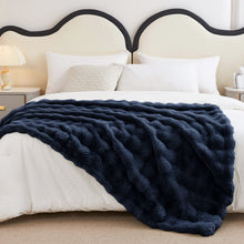 Load image into Gallery viewer, Faux Rabbit Fur Throw Blanket for Couch, Fluffy Warm Plush Thick Bubble Blanket for Bed Sofa Living Room, Soft Cozy Furry Blanket, 50x60 inches, Cream White