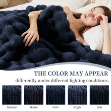 Load image into Gallery viewer, Faux Rabbit Fur Throw Blanket for Couch, Fluffy Warm Plush Thick Bubble Blanket for Bed Sofa Living Room, Soft Cozy Furry Blanket, 50x60 inches, Cream White