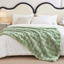 Load image into Gallery viewer, Faux Rabbit Fur Throw Blanket for Couch, Fluffy Warm Plush Thick Bubble Blanket for Bed Sofa Living Room, Soft Cozy Furry Blanket, 50x60 inches, Cream White