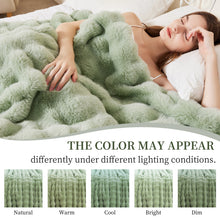 Load image into Gallery viewer, Faux Rabbit Fur Throw Blanket for Couch, Fluffy Warm Plush Thick Bubble Blanket for Bed Sofa Living Room, Soft Cozy Furry Blanket, 50x60 inches, Cream White