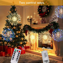 Load image into Gallery viewer, Fairy Firework String Lights,120 LED 8 Modes Dimmable String Fairy Lights with Remote Control,Waterproof Copper Wire Decorative Hanging Starburst Lights for Christmas Decoration
