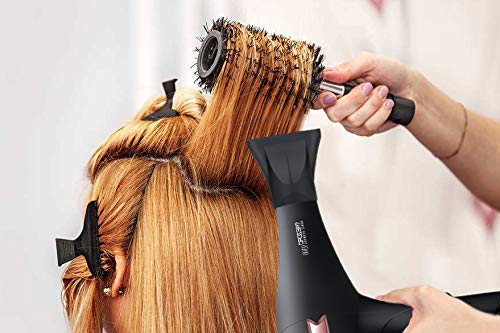 Professional Ionic Salon Hair Dryer, Powerful 2200 watt Ceramic Tourmaline Blow Dryer, Pro Ion quiet Hairdryer with 2 Concentrator Nozzle Attachments - Best Soft Touch Body/Black& Rose Gold