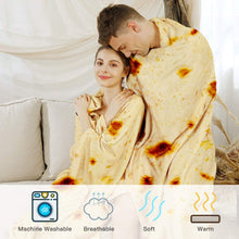 Load image into Gallery viewer, Admitrack Burrito Tortilla Blanket, Flannel Burritos Wrap Blanket, Giant Flour Tortilla Throw Blanket, Funny Food Throw Blanket, Novelty Burritos Throw Blanket Adults Size&Kids Size&Baby Size