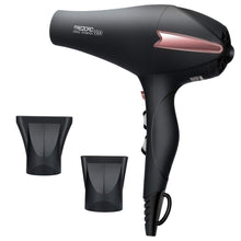Load image into Gallery viewer, Professional Ionic Salon Hair Dryer, Powerful 2200 watt Ceramic Tourmaline Blow Dryer, Pro Ion quiet Hairdryer with 2 Concentrator Nozzle Attachments - Best Soft Touch Body/Black& Rose Gold
