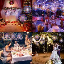 Load image into Gallery viewer, Starburst String Lights Christmas Lights, 225 LED 8 Modes Dimmable with Remote Control, Waterproof Copper Wire Decorative Hanging Starburst Lights for Party Patio Garden Decoration