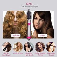 Load image into Gallery viewer, 6 in 1 Hair Dryer Brush, Blow Dryer Brush Styler,Salon Negative Ionic Electric Hot Air Brush,Hair Straightener&Curly Hair Comb,Detachable Brush Hair Dryers for Women,Mothers Day Gifts