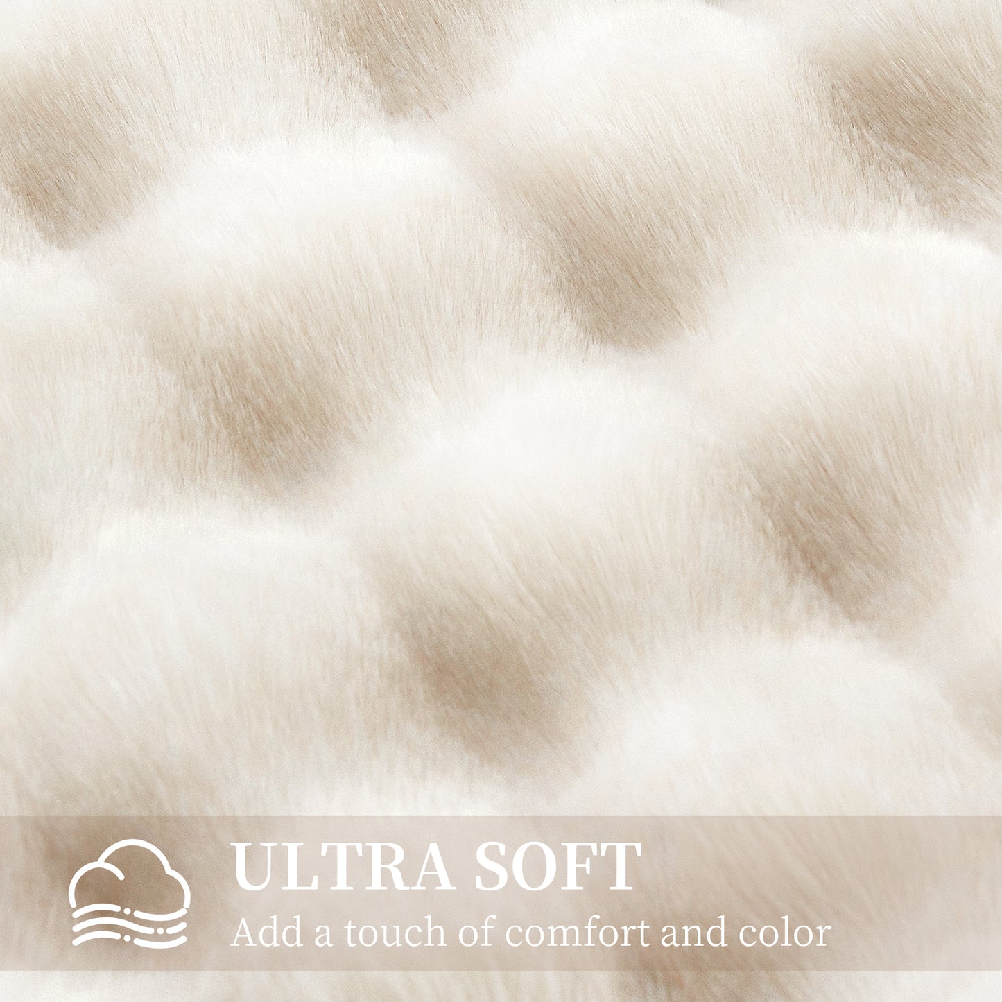 Faux Rabbit Fur Throw Blanket for Couch, Fluffy Warm Plush Thick Bubble Blanket for Bed Sofa Living Room, Soft Cozy Furry Blanket, 50x60 inches, Cream White