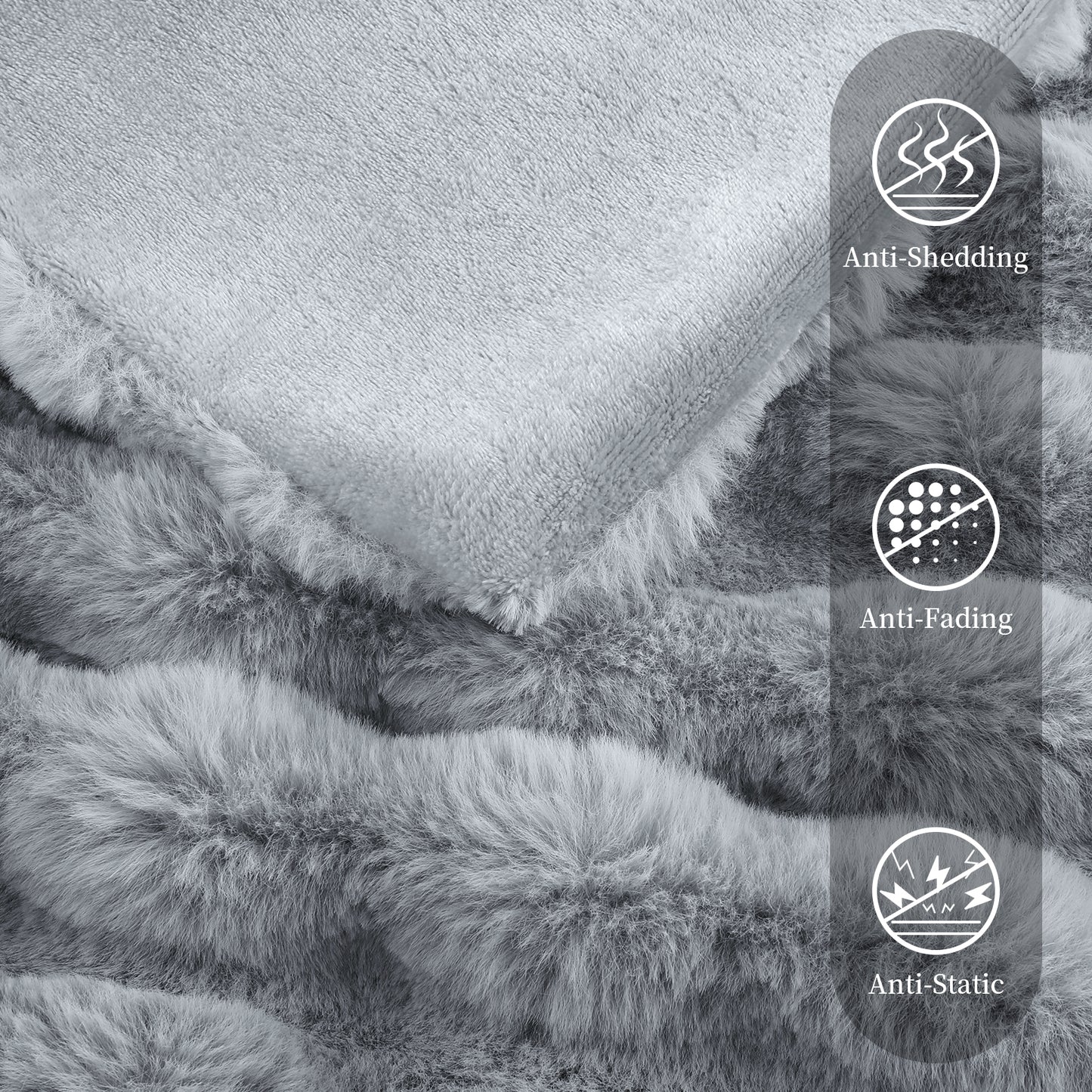 Faux Rabbit Fur Throw Blanket for Couch, Fluffy Warm Plush Thick Bubble Blanket for Bed Sofa Living Room, Soft Cozy Furry Blanket, 50x60 inches, Cream White