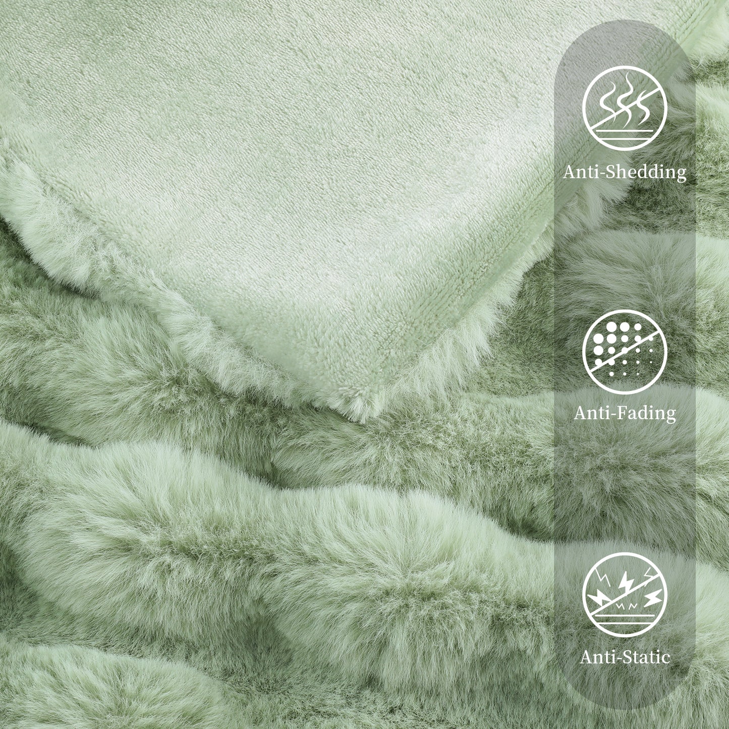 Faux Rabbit Fur Throw Blanket for Couch, Fluffy Warm Plush Thick Bubble Blanket for Bed Sofa Living Room, Soft Cozy Furry Blanket, 50x60 inches, Cream White