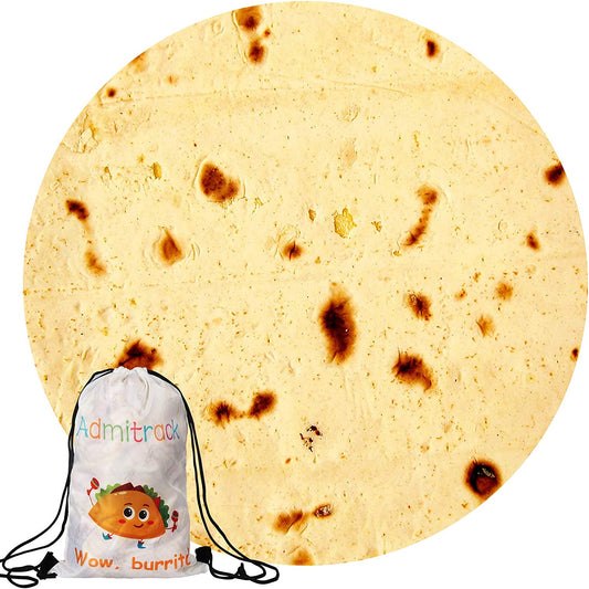 Admitrack Burrito Tortilla Blanket, Flannel Burritos Wrap Blanket, Giant Flour Tortilla Throw Blanket, Funny Food Throw Blanket, Novelty Burritos Throw Blanket Adults Size&Kids Size&Baby Size
