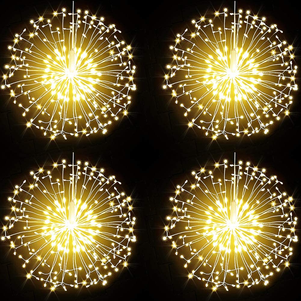 200 LED Dandelion Fairy String Lights, 8 Modes Dimmable String Fairy Lights with Remote Control, Waterproof Copper Wire Decorative Hanging Starburst Lights for Patio Party Christmas Decoration
