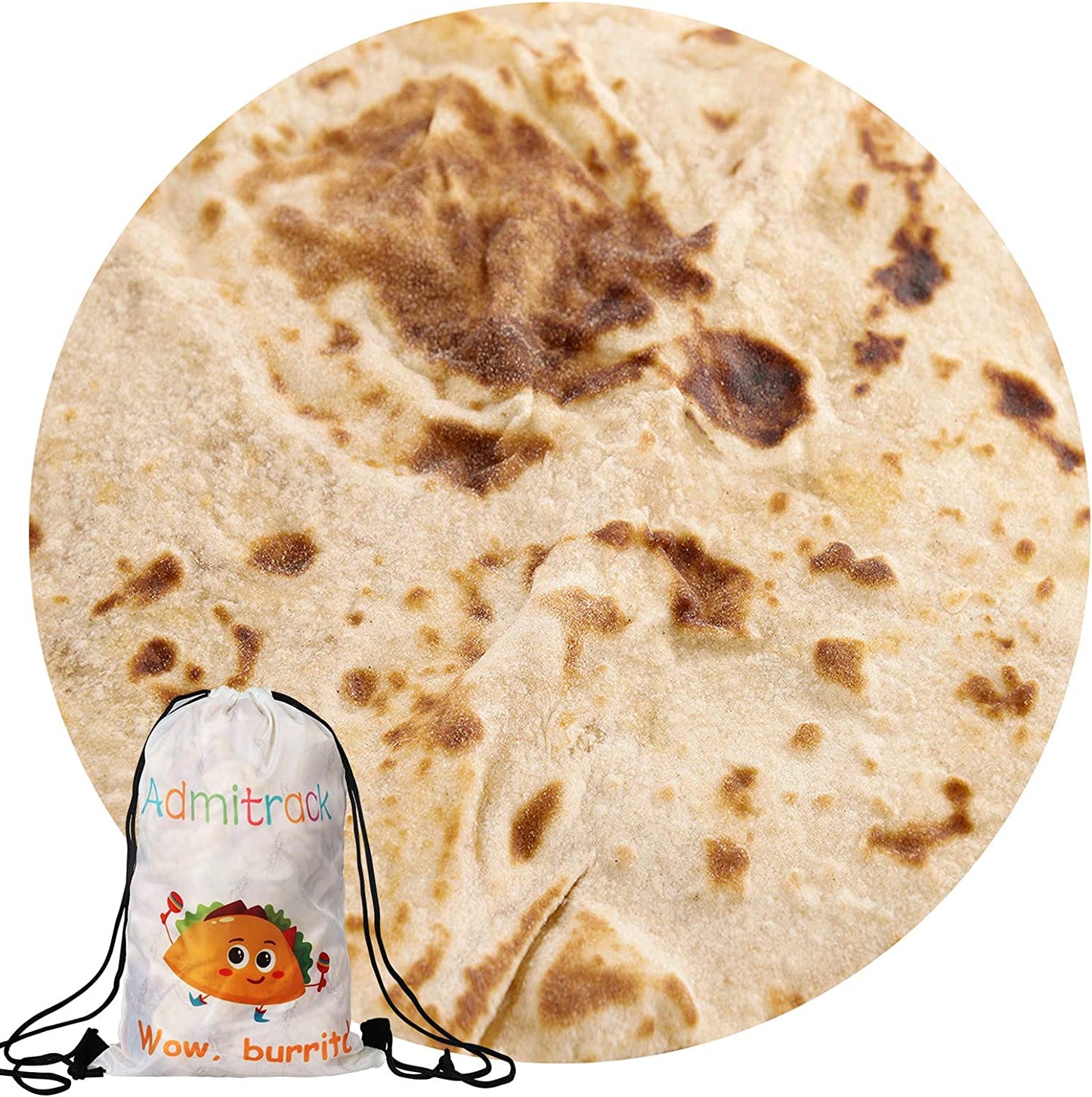 Admitrack Burrito Tortilla Blanket, Flannel Burritos Wrap Blanket, Giant Flour Tortilla Throw Blanket, Funny Food Throw Blanket, Novelty Burritos Throw Blanket Adults Size&Kids Size&Baby Size