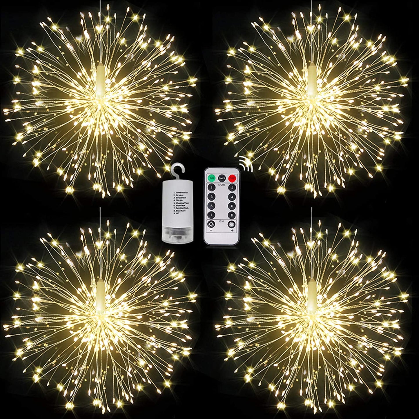 Fairy Firework String Lights,120 LED 8 Modes Dimmable String Fairy Lights with Remote Control,Waterproof Copper Wire Decorative Hanging Starburst Lights for Christmas Decoration