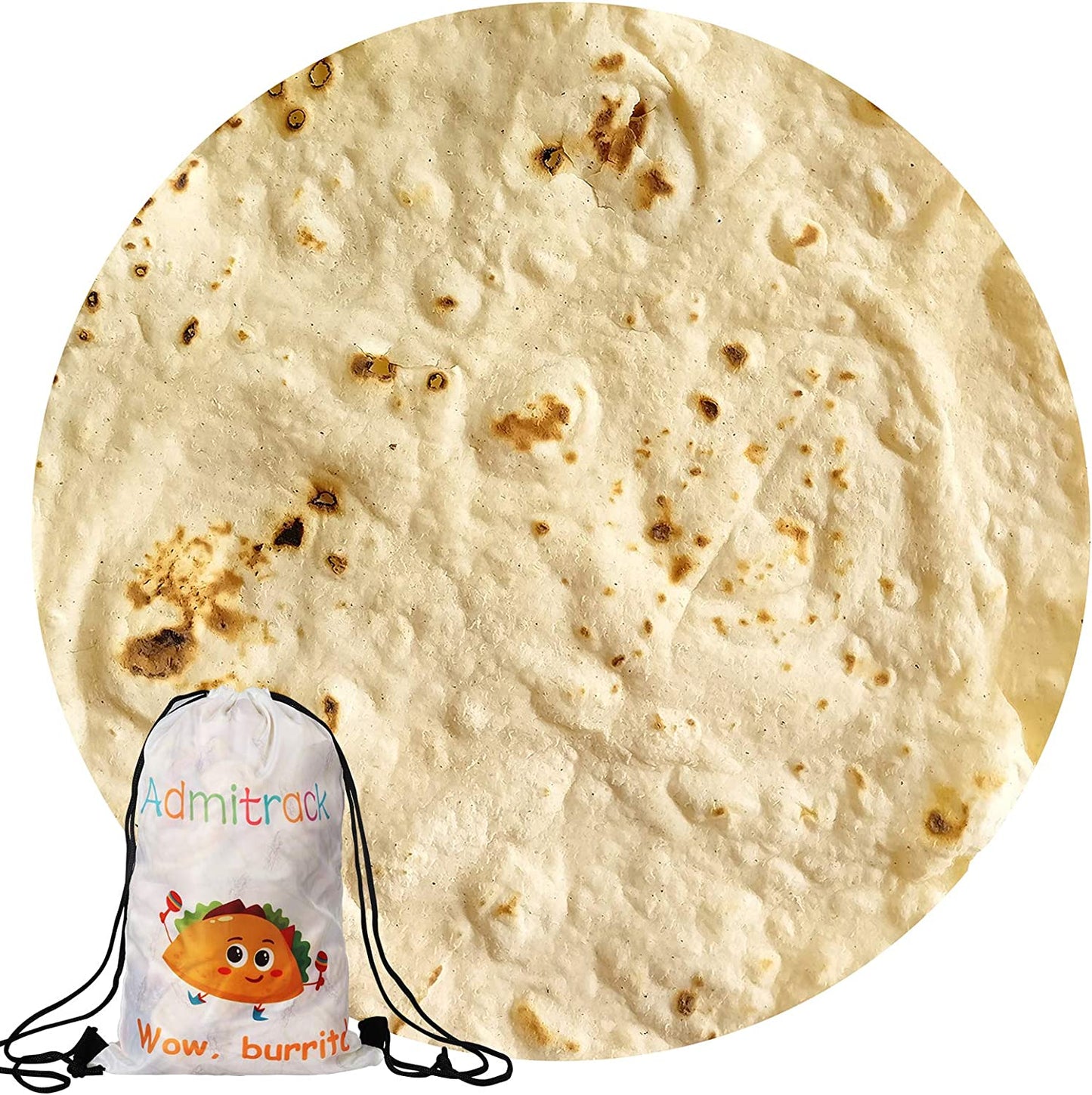 Admitrack Burrito Tortilla Blanket, Flannel Burritos Wrap Blanket, Giant Flour Tortilla Throw Blanket, Funny Food Throw Blanket, Novelty Burritos Throw Blanket Adults Size&Kids Size&Baby Size