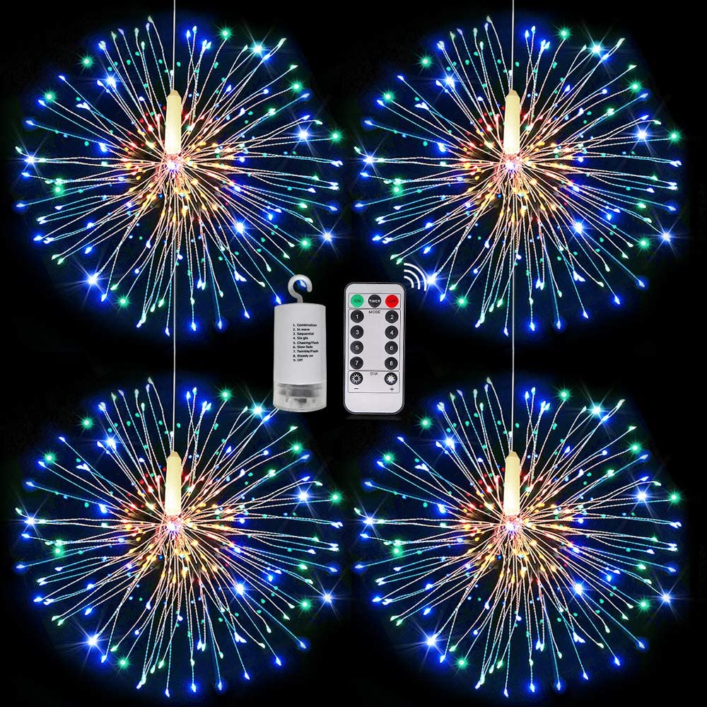 Fairy Firework String Lights,120 LED 8 Modes Dimmable String Fairy Lights with Remote Control,Waterproof Copper Wire Decorative Hanging Starburst Lights for Christmas Decoration