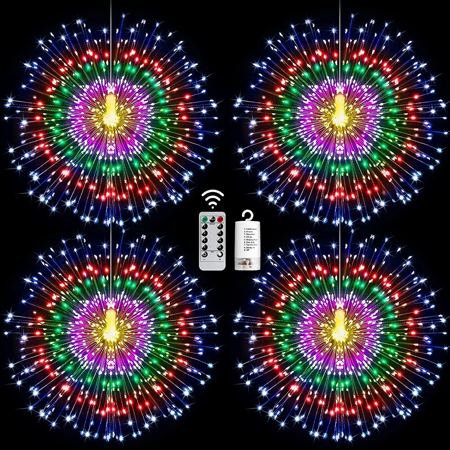 Starburst String Lights Christmas Lights, 225 LED 8 Modes Dimmable with Remote Control, Waterproof Copper Wire Decorative Hanging Starburst Lights for Party Patio Garden Decoration