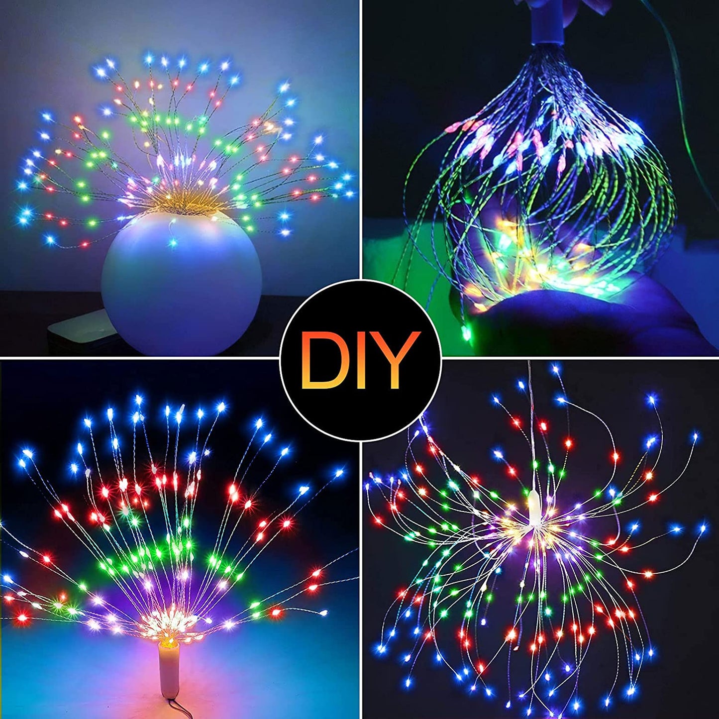 Starburst String Lights Christmas Lights, 225 LED 8 Modes Dimmable with Remote Control, Waterproof Copper Wire Decorative Hanging Starburst Lights for Party Patio Garden Decoration