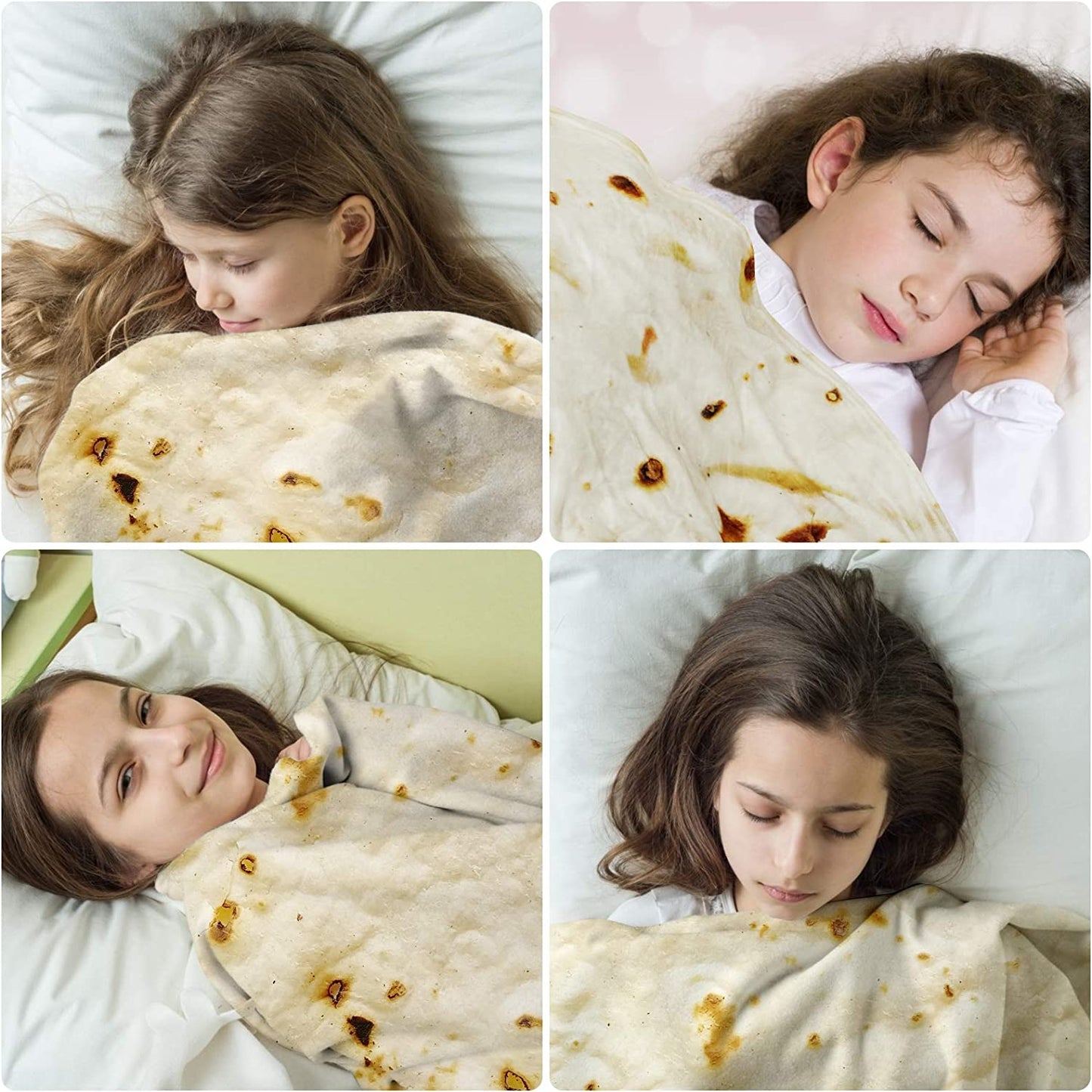 Admitrack Burrito Tortilla Blanket, Flannel Burritos Wrap Blanket, Giant Flour Tortilla Throw Blanket, Funny Food Throw Blanket, Novelty Burritos Throw Blanket Adults Size&Kids Size&Baby Size
