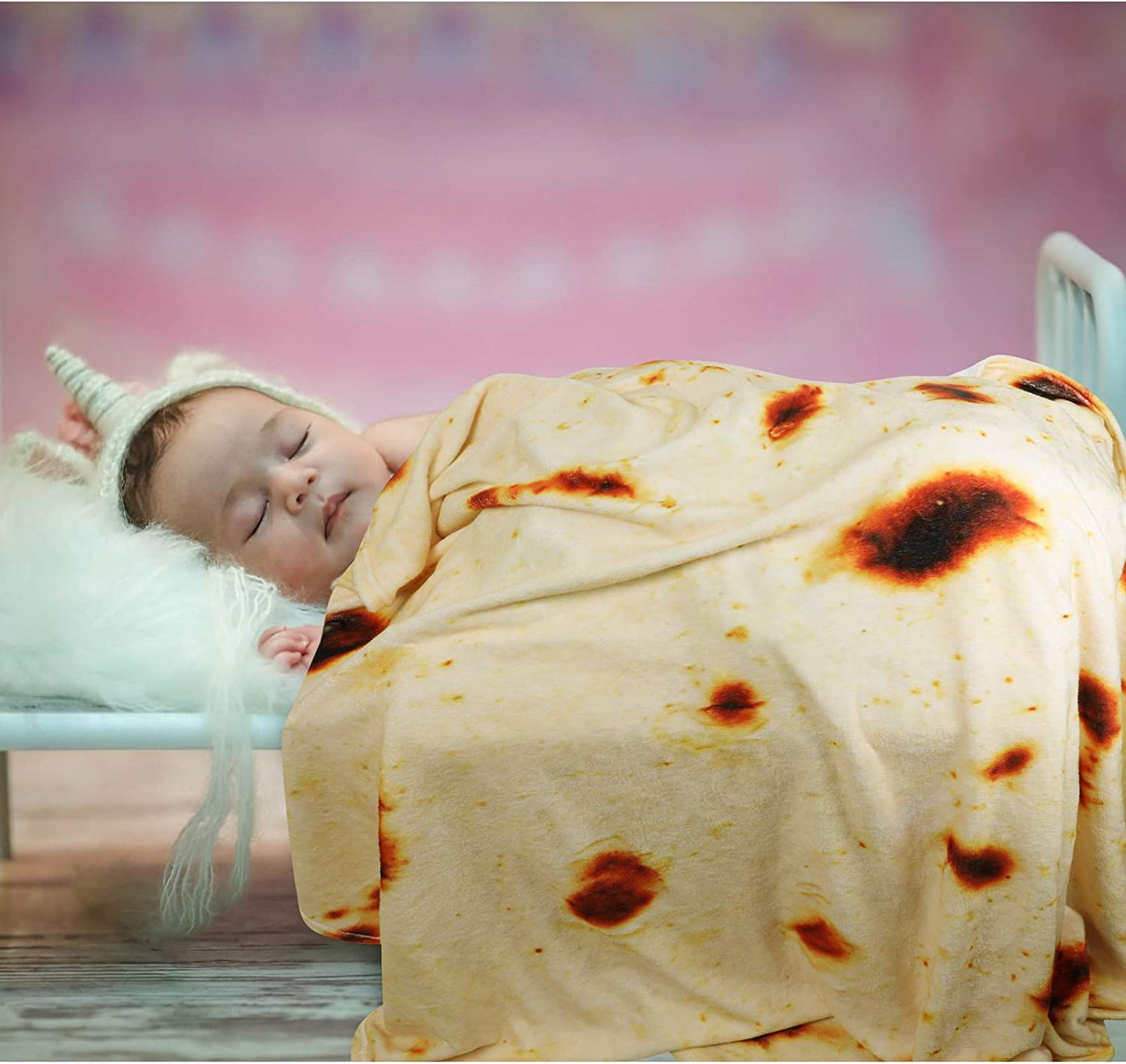 Admitrack Burrito Tortilla Blanket, Flannel Burritos Wrap Blanket, Giant Flour Tortilla Throw Blanket, Funny Food Throw Blanket, Novelty Burritos Throw Blanket Adults Size&Kids Size&Baby Size