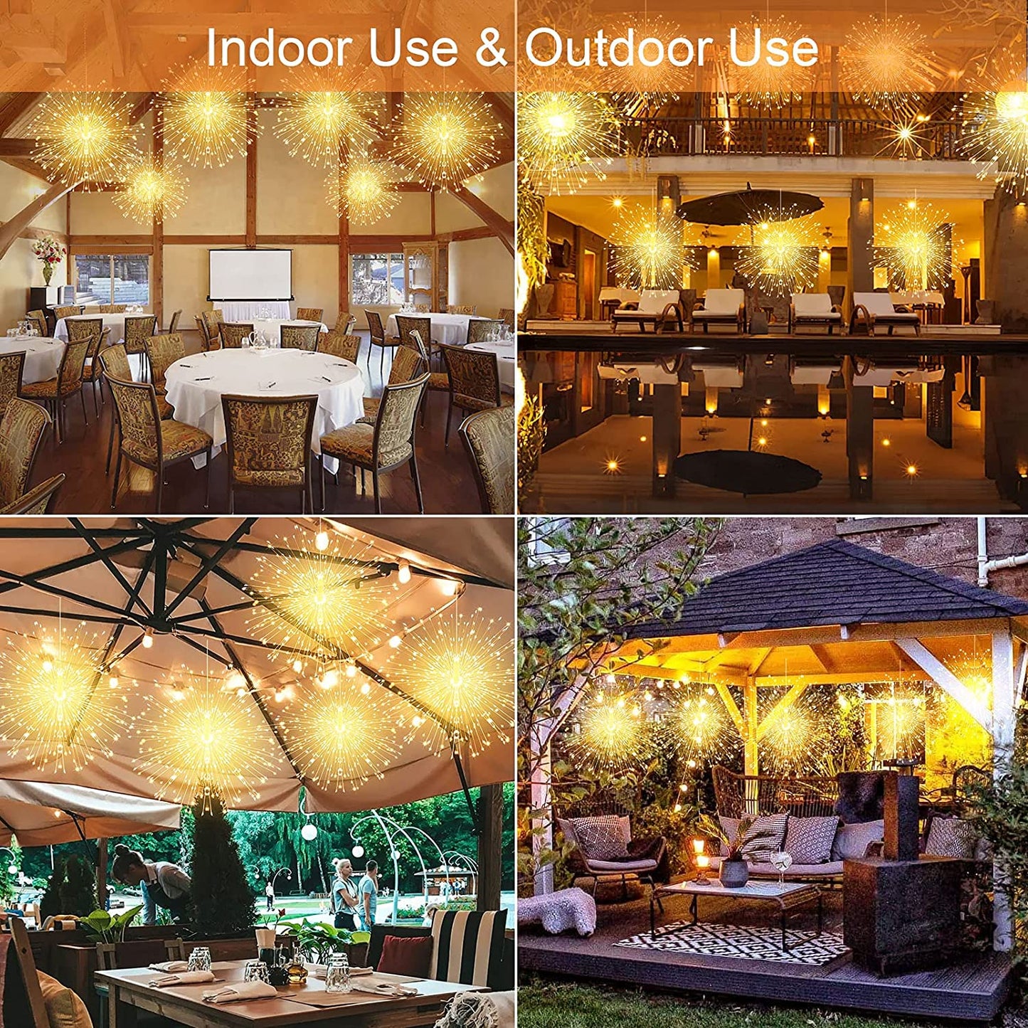 Starburst String Lights Christmas Lights, 225 LED 8 Modes Dimmable with Remote Control, Waterproof Copper Wire Decorative Hanging Starburst Lights for Party Patio Garden Decoration