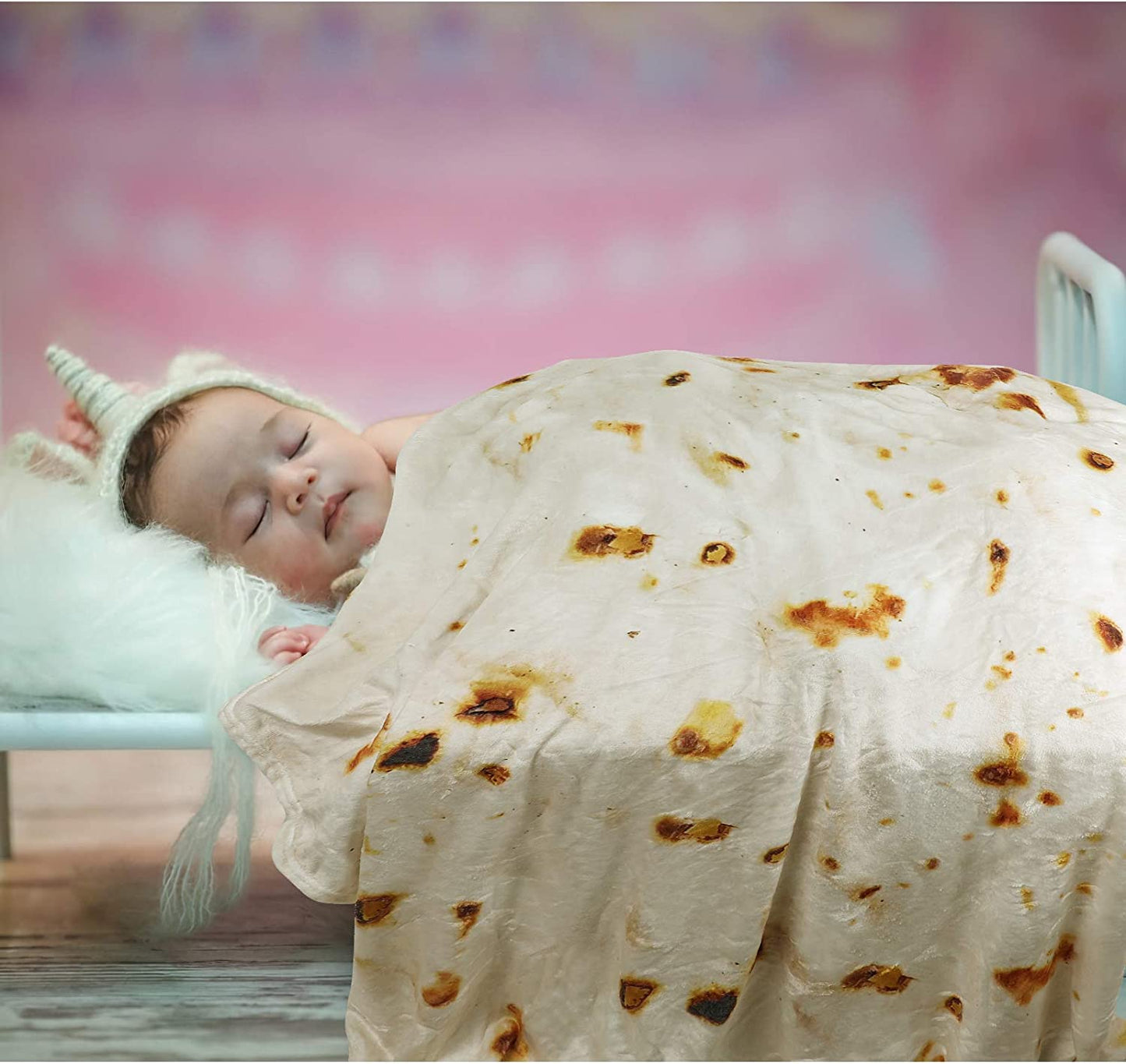 Admitrack Burrito Tortilla Blanket, Flannel Burritos Wrap Blanket, Giant Flour Tortilla Throw Blanket, Funny Food Throw Blanket, Novelty Burritos Throw Blanket Adults Size&Kids Size&Baby Size