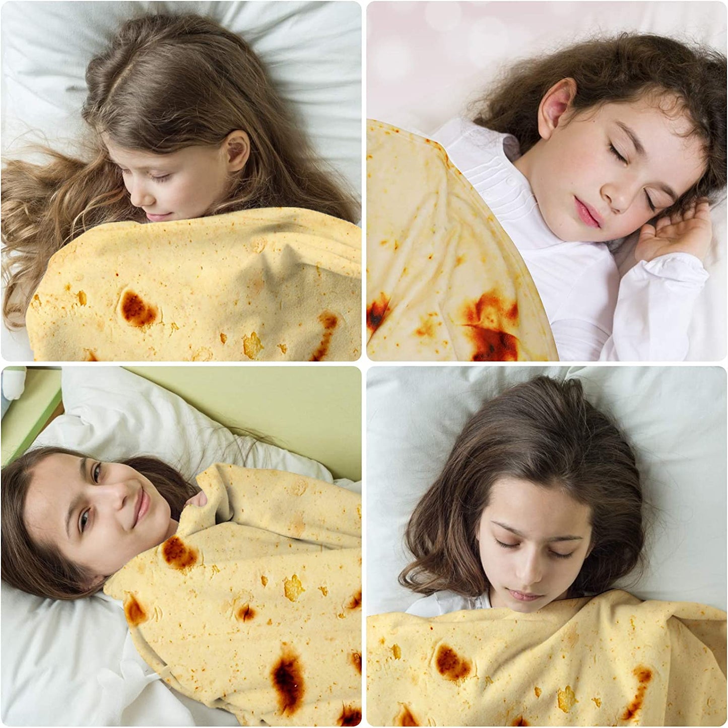 Admitrack Burrito Tortilla Blanket, Flannel Burritos Wrap Blanket, Giant Flour Tortilla Throw Blanket, Funny Food Throw Blanket, Novelty Burritos Throw Blanket Adults Size&Kids Size&Baby Size