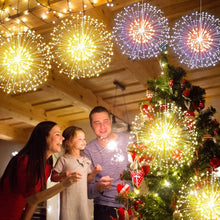 Load image into Gallery viewer, 200 LED Dandelion Fairy String Lights, 8 Modes Dimmable String Fairy Lights with Remote Control, Waterproof Copper Wire Decorative Hanging Starburst Lights for Patio Party Christmas Decoration
