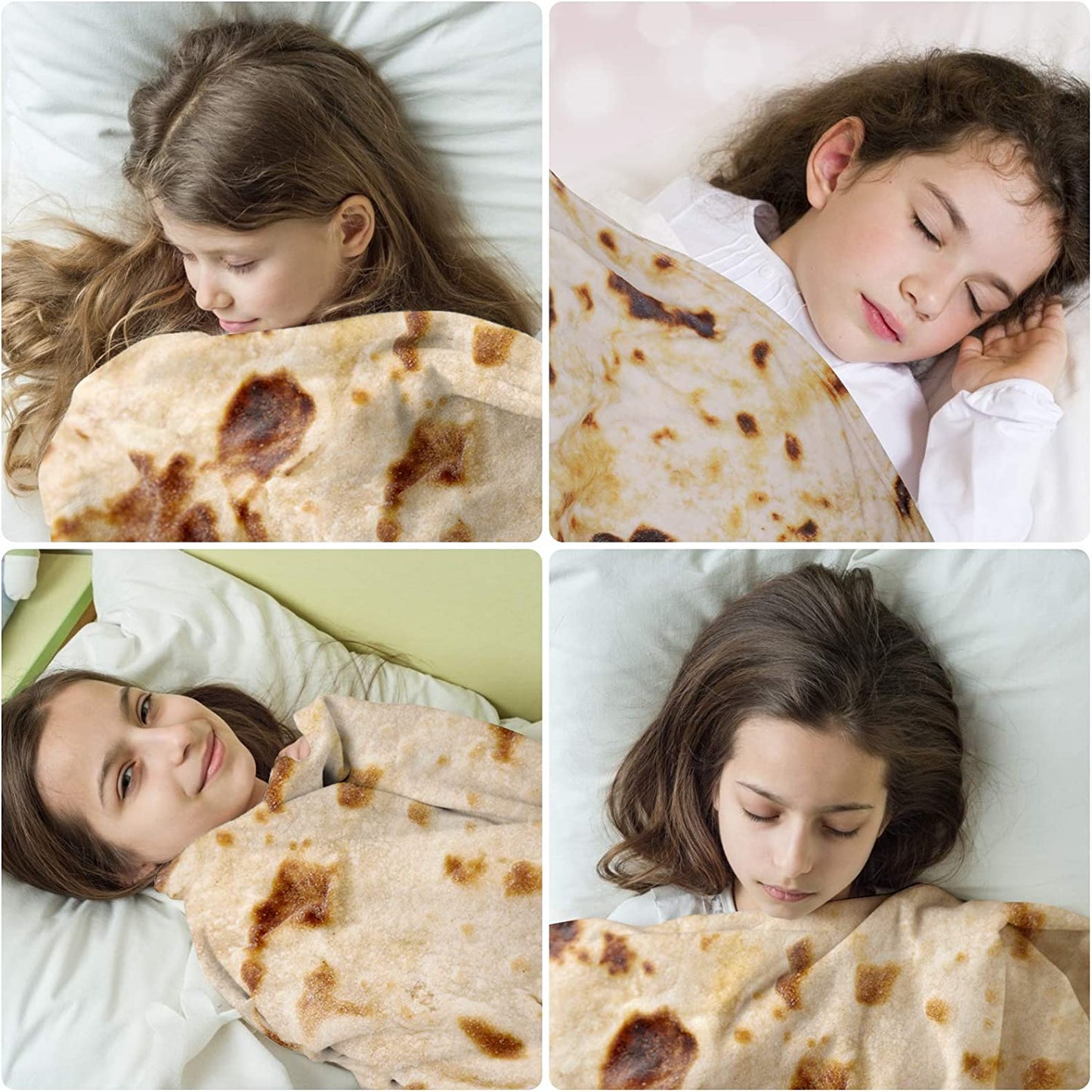 Admitrack Burrito Tortilla Blanket, Flannel Burritos Wrap Blanket, Giant Flour Tortilla Throw Blanket, Funny Food Throw Blanket, Novelty Burritos Throw Blanket Adults Size&Kids Size&Baby Size