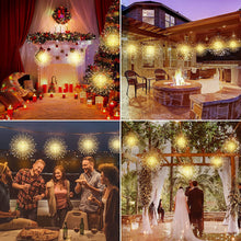 Load image into Gallery viewer, Starburst String Lights Christmas Lights, 225 LED 8 Modes Dimmable with Remote Control, Waterproof Copper Wire Decorative Hanging Starburst Lights for Party Patio Garden Decoration
