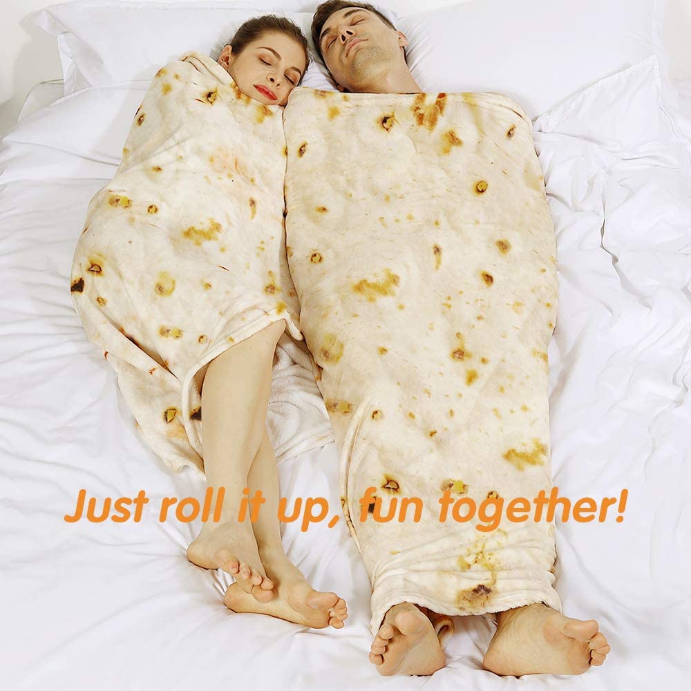 Admitrack Burrito Tortilla Blanket, Flannel Burritos Wrap Blanket, Giant Flour Tortilla Throw Blanket, Funny Food Throw Blanket, Novelty Burritos Throw Blanket Adults Size&Kids Size&Baby Size