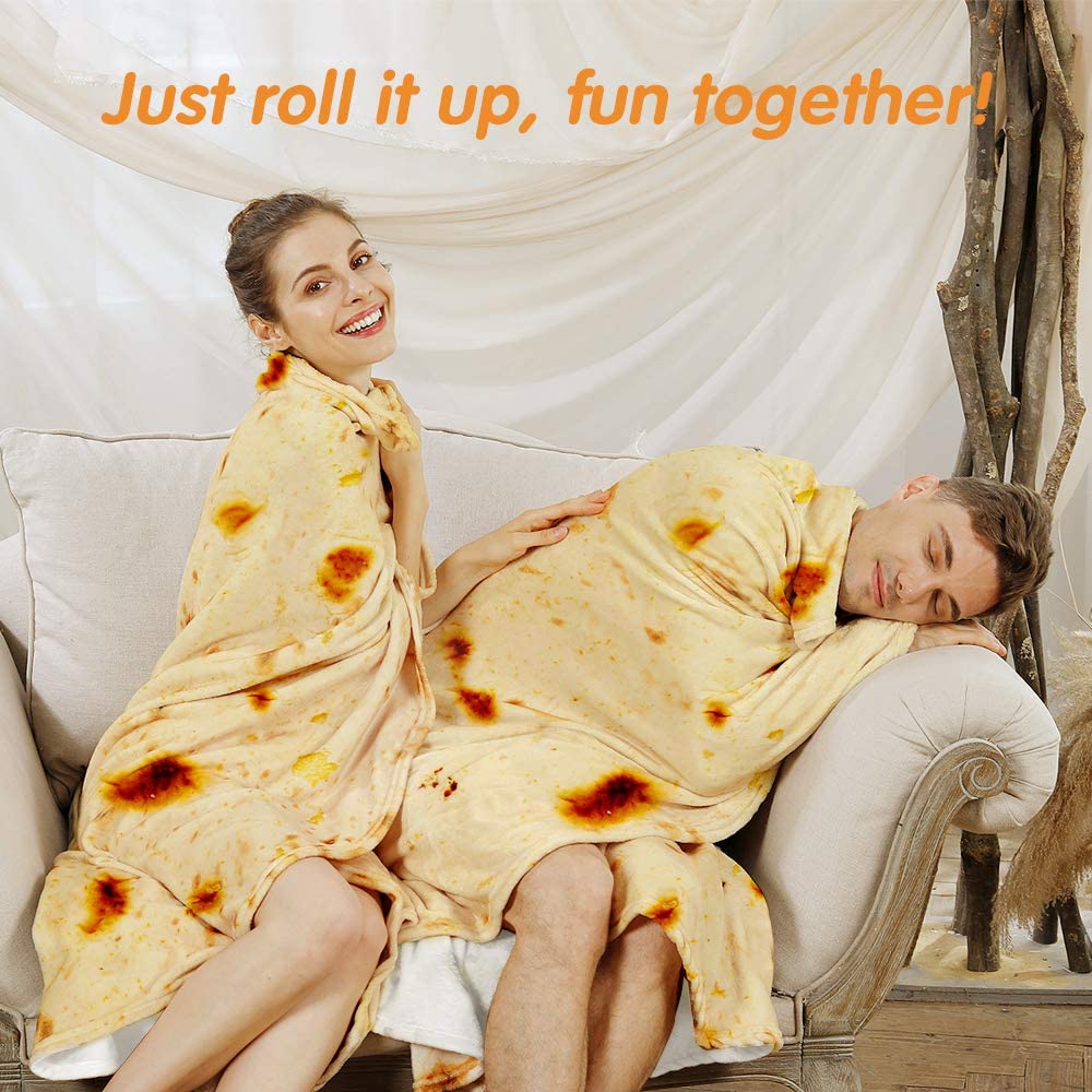 Admitrack Burrito Tortilla Blanket, Flannel Burritos Wrap Blanket, Giant Flour Tortilla Throw Blanket, Funny Food Throw Blanket, Novelty Burritos Throw Blanket Adults Size&Kids Size&Baby Size